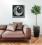 Wrapped canvas with crease and smooth design.